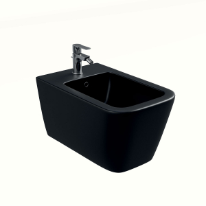 BIDET SOSPESO 1F KUBE NERO OPACO FISSAGGIO DAL BASSO